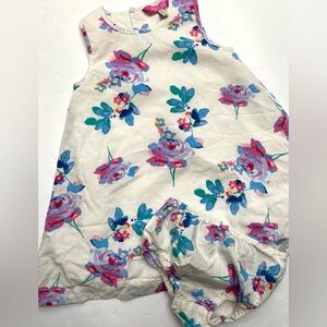 Joules Cream Dress with Pink, Blue & Green Floral Print
